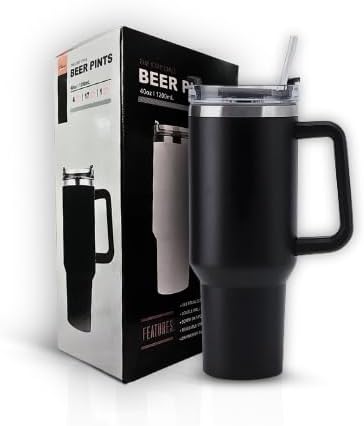 Copo Térmico com Tampa 1200 Ml Caneca Térmica Com Canudo e Tampa Grande Inox Parede Dupla (Preto)