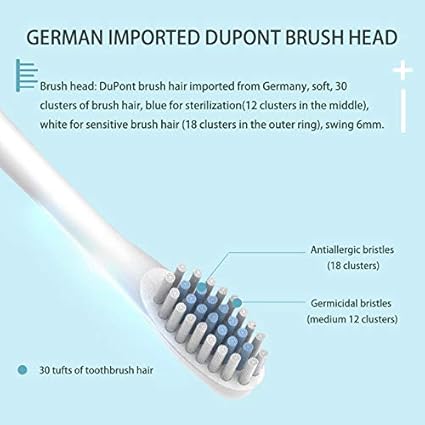 Escova de dentes elétrica sônica recarregável ideal para adultos e crianças, 6 modos opcionais, IPX7 USB, escova de dentes ultrassônica elétrica com temporizador embutido de 2 minutos