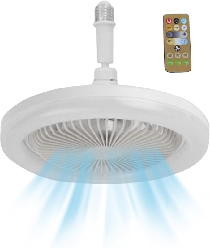 Smashing Luz LED com Ventilador | Teto com Controle Remoto | Regulável em 3 Cores, 3 Velocidades, Temporização, Ideal para Sala de Estudo