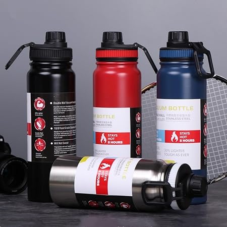 Garrafa De Agua Termica Gelada 800ml Em Aço Inox Antivazamento Com Infusor Com Alça Agua Quente ou Fria Para Academia Treino Caminhada